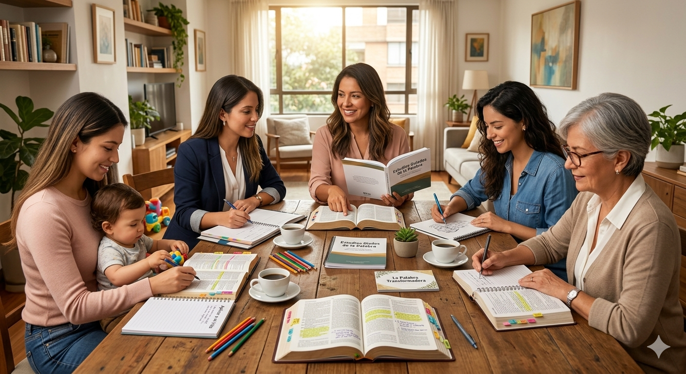 mujeres realizando estudios bíblicos y aprendiendo la Palabra de Dios
