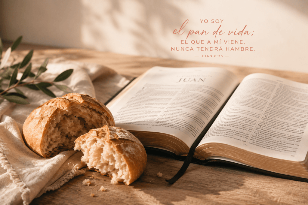 Pan y Biblia abierta que ilustran el significado de permanecer en Cristo