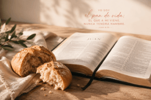 Pan y Biblia abierta que ilustran el significado de permanecer en Cristo